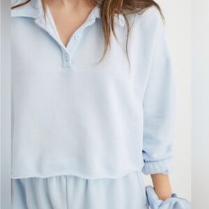 Aerie Fleece of Mind Baby Blue cropped oversized sweatshirt size small